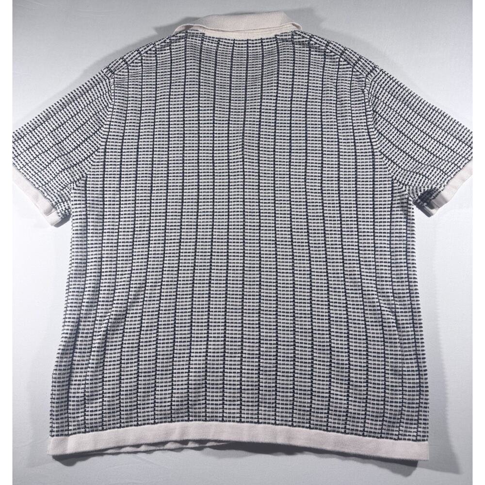 Madewell Men's L Ivory Black Check Knit Cotton Short Sleeve Button-Up Point - Picture 7 of 7